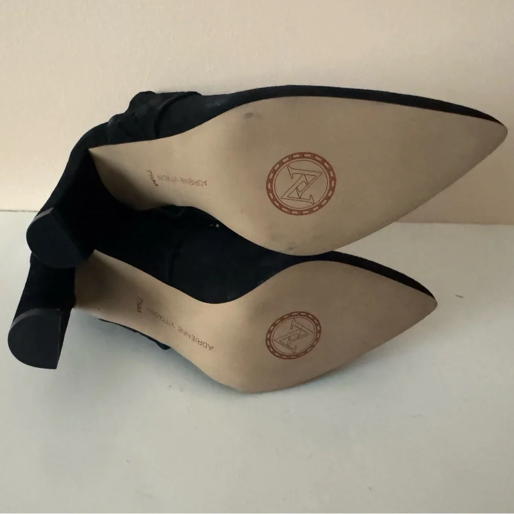 Adrienne Vittadini Nobbe Black Suede Heels with zipper. Size: 7.5